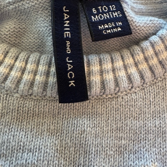 Janie and Jack Light Blue Sweater with Bunny Design Cotton Crewneck / 6-12 month - Picture 5 of 8